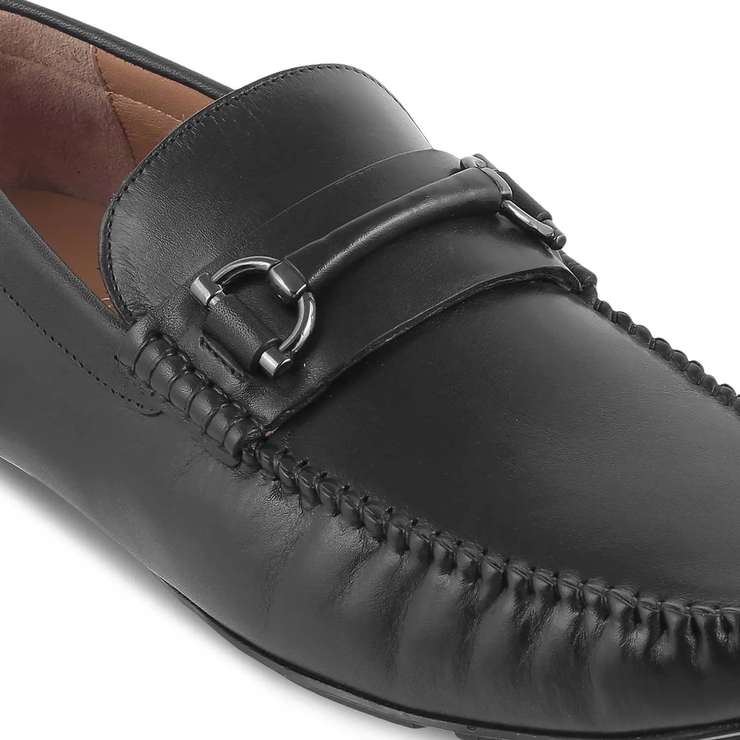 The Salvo Black Men's Leather Driving Loafers Tresmode