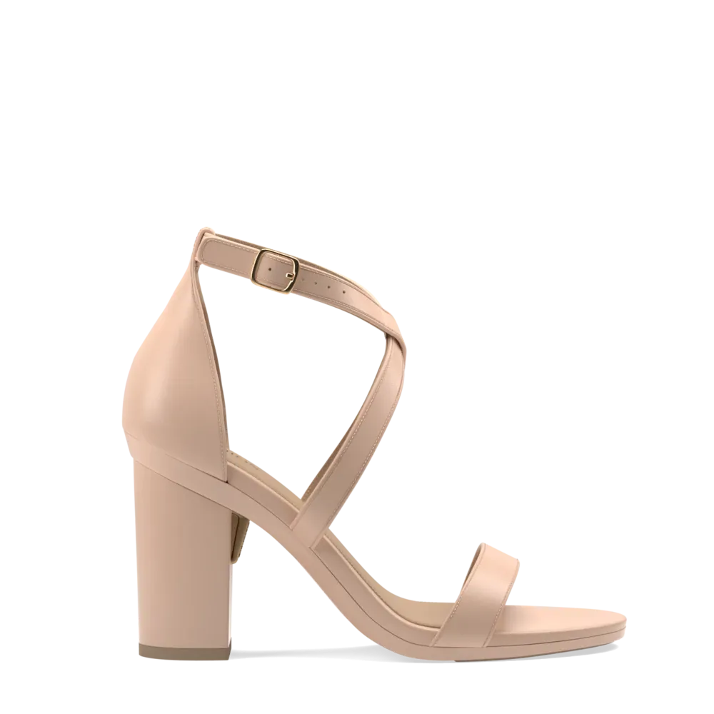 The Sandal - Sand Leather   Block Heel Kit 4 Sand