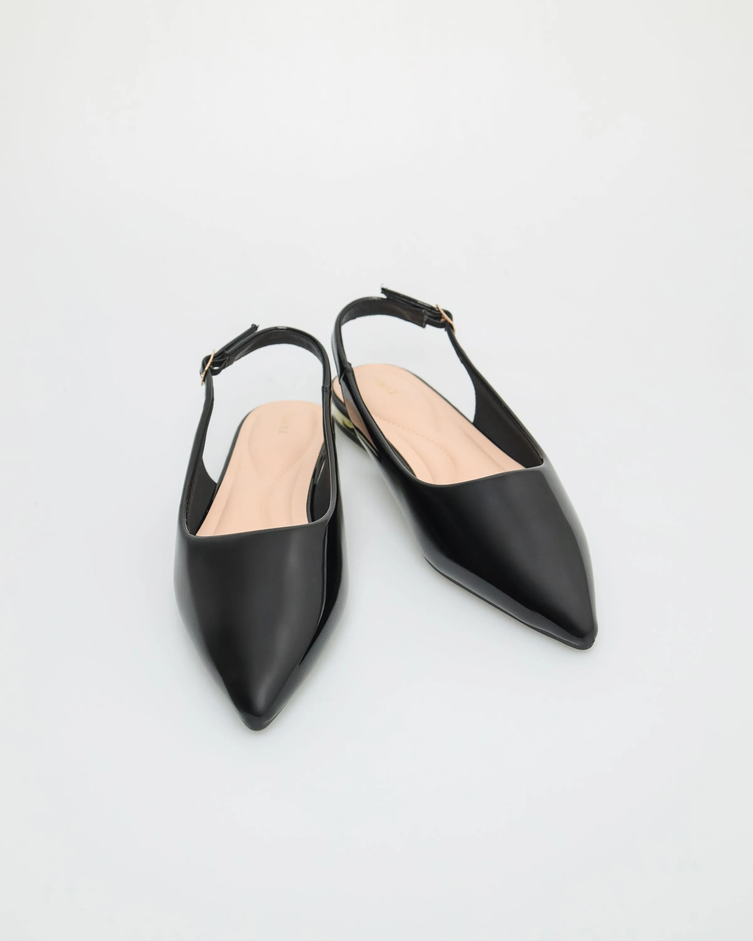 Tomaz NN346 Ladies Pointy Slingback Flats (Black)