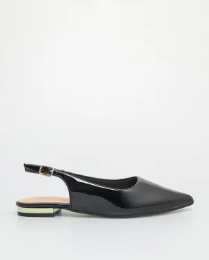 Tomaz NN346 Ladies Pointy Slingback Flats (Black)