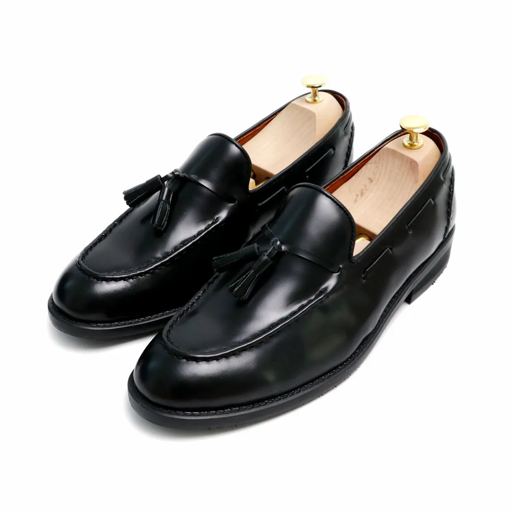 VELVET TASSEL LOAFERS MOC TOE MATTE BLACK