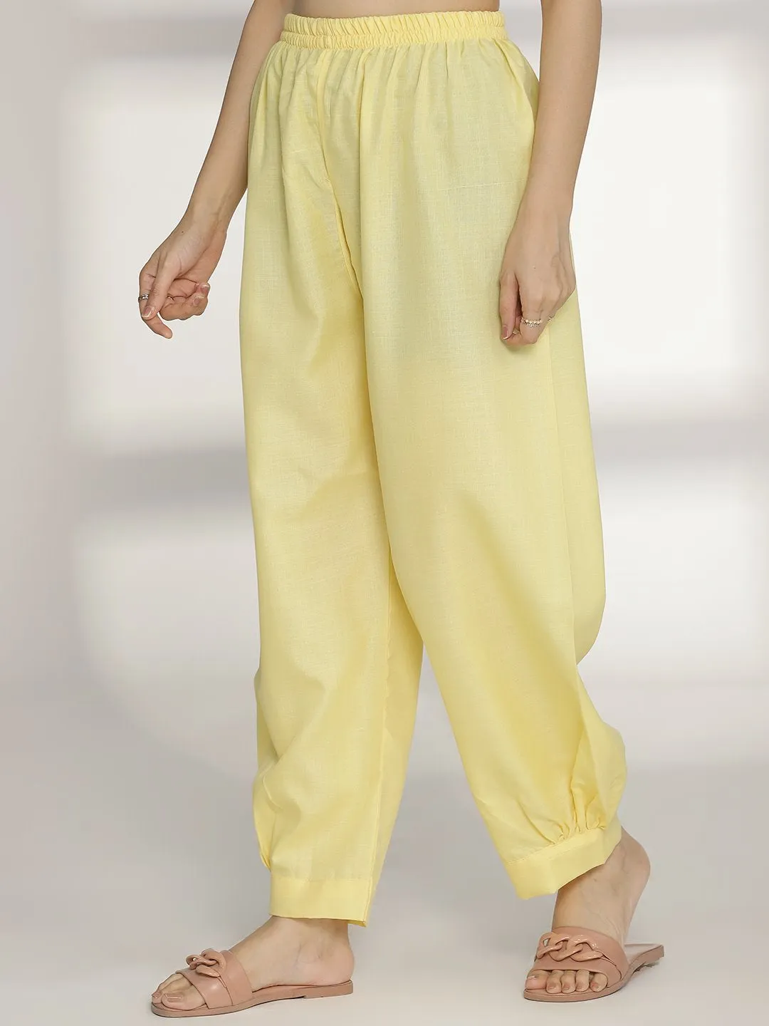 Yellow CottonSlub AfghaniSalwar