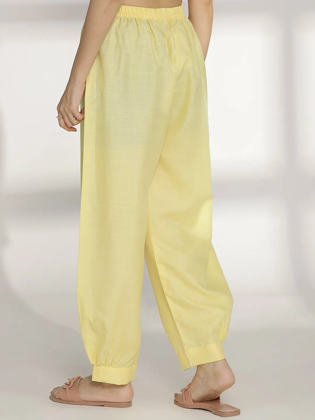 Yellow CottonSlub AfghaniSalwar